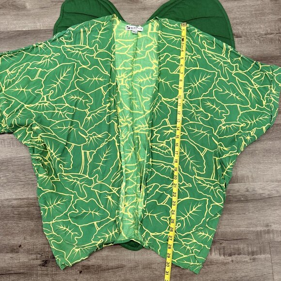 Wehi Designs Hawaii Womens One Size Kalo Taro Print Green Kimono Cardigan - Picture 5 of 10